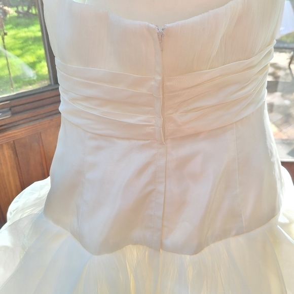 Galina Strapless Princess Wedding Gown with Floral Crystal Detail, Size Medium - Picture 4 of 8